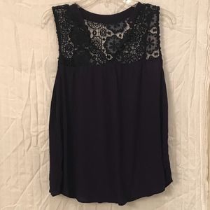 Navy blue blouse with lace